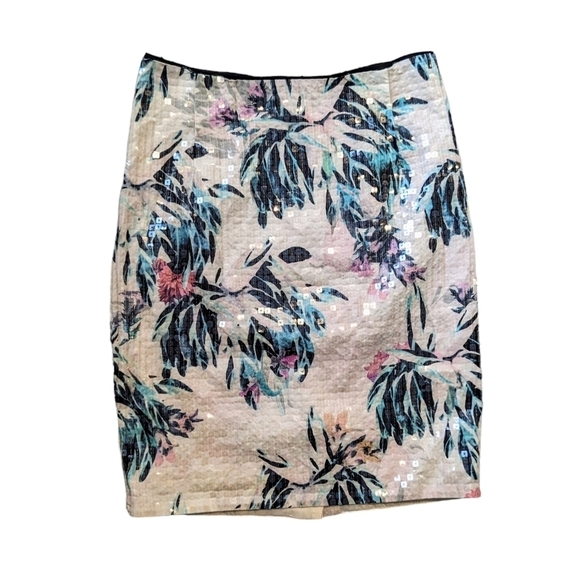 H&M❤ Multicolor Floral sequin Mid skirt size 4 - Picture 2 of 7